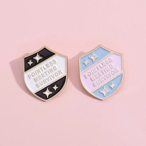 Pointless Meeting Survivor Emaille Pin Schild Abzeichen Legierung Humorvolle Brosche Für Büroangestellte Reversnadel Zubehör Dekor
