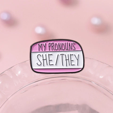My Pronouns Enamel Pin Set Identity Statement Alloy Brooch For Backpack Clothing Personalized Jewelry Gift For LGBT Ally