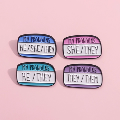 My Pronouns Enamel Pin Badge Alloy Identity Name Tag Brooch For Clothes Bag Hat Accessory For Women Men Teenager Jewelry