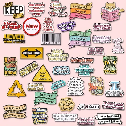 Collection de Broches en Émail Inspirantes Broche avec Citation Anglaise en Alliage de Dessin Animé pour Sac à Dos Vêtements Badge Décoratif Bijoux