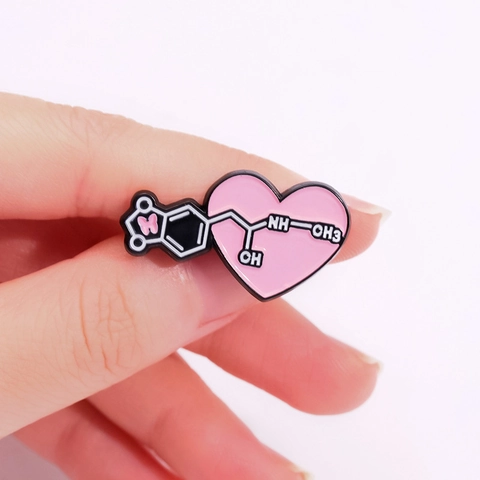 Creativi Spille in Smalto a Struttura Molecolare Chimica in Lega Cuore Fiore Emoji Distintivi Gioielli Scientifici Regalo per Studenti Insegnanti