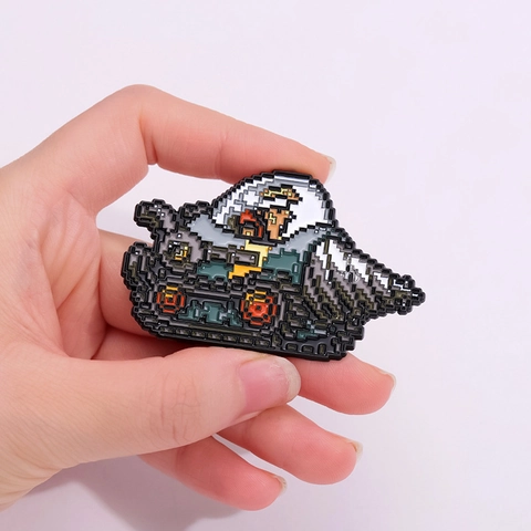 Retro Pixel Art Panzer Emaille Pin Kreative Cartoon Spielfigur Brosche Zinklegierung Metall Abzeichen Für Rucksack Kleidung Unisex Schmuck
