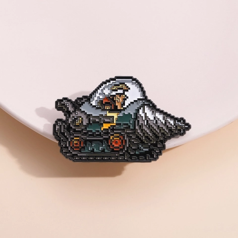 Retro Pixel Art Panzer Emaille Pin Kreative Cartoon Spielfigur Brosche Zinklegierung Metall Abzeichen Für Rucksack Kleidung Unisex Schmuck