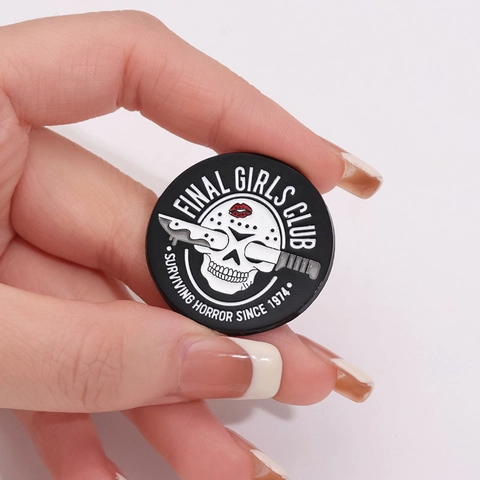 Punk Schwarz Rund Emaille Pin Legierung Brosche Personalisiert Book Club Buchstaben Muster Abzeichen Für Damen Herren
