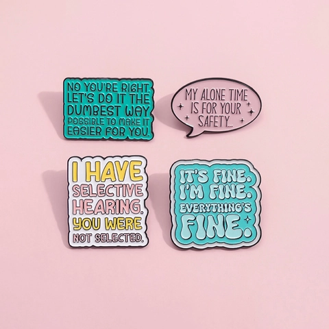 Funny Sarcastic English Slogan Enamel Pin Set Alloy Lacquer Metal Brooch Badge For Backpack Jacket Hat Fashion Accessories Jewelry Gift