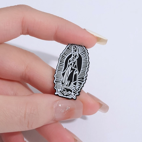 Unsere Liebe Frau Von Guadalupe Emaille Brosche Schwarz Weiß Jungfrau Maria Pin Religiöse Legierung Abzeichen Unisex