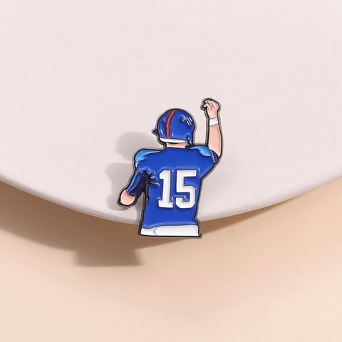 American Football Player Number 15 Enamel Pin Alloy Sports Brooch For Backpack Hat Clothes Fans Gift Lapel Pin Jewelry