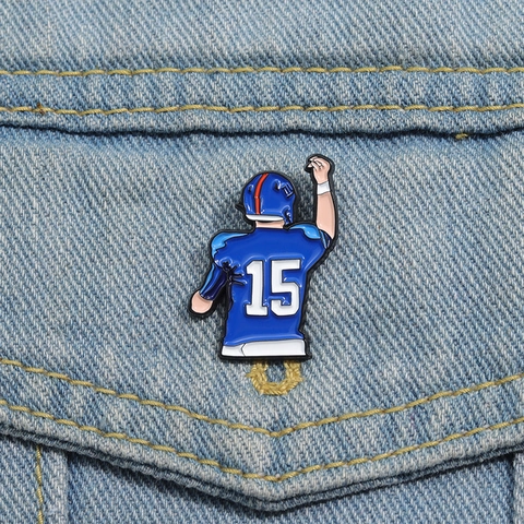 American Football Player Number 15 Enamel Pin Alloy Sports Brooch For Backpack Hat Clothes Fans Gift Lapel Pin Jewelry