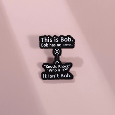 Funny This Is Bob Stickman Dark Humor Enamel Pin Alloy Brooch Creative Cartoon Letter Badge For Clothes Bags Accessories