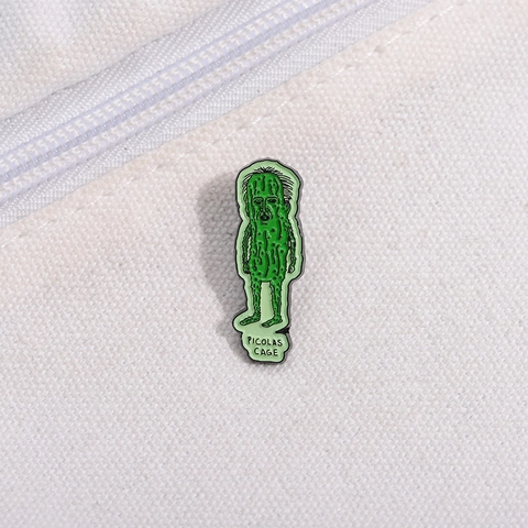 Pin de Esmalte de Cara de Pepinillo Divertido Broche de Aleación de Zinc de Carácter de Hombre de Dibujos Animados Humorístico para Ropa