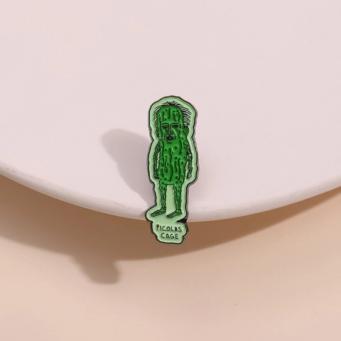Pin de Esmalte de Cara de Pepinillo Divertido Broche de Aleación de Zinc de Carácter de Hombre de Dibujos Animados Humorístico para Ropa