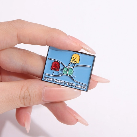 Broche Émail Physique Électricité Expliquée Volt Amp Ohm Créatif Dessin Animé Alliage Badge Cadeau Bijoux