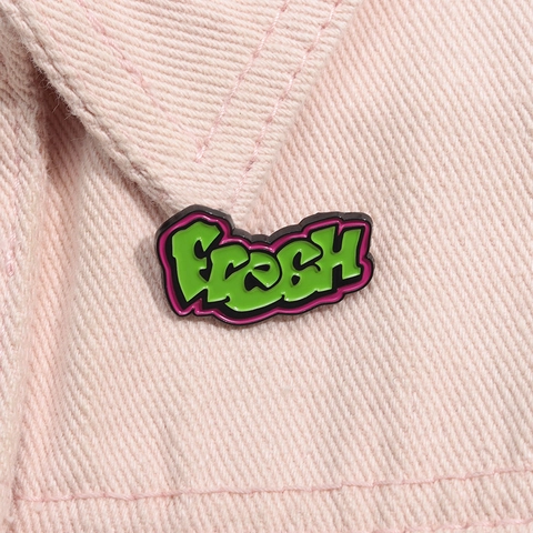 "Fresh" Graffiti Emaille Pin Badge Jaren '80 TV Show Geïnspireerde Legering Brosche Groen Roze Streetstyle Sieraden