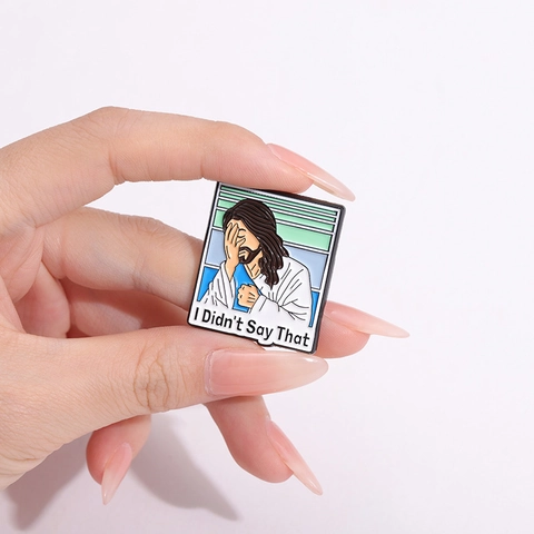 Funny Facepalm Jesus Enamel Pin Meme I Didn't Say That Metal Badge Humorous Religious Alloy Brooch For Backpack Clothing Jacket Lapel Accessories