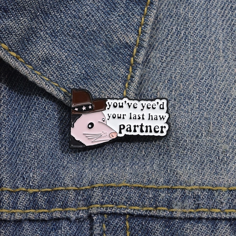 Funny Cartoon Cowboy Opossum Enamel Pin Zinc Alloy Drip Oil Brooch Badge For Clothing Backpack Decoration Unisex Funny Gift Jewelry