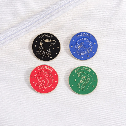 Cartoon Geometrisch Rund Tier Legierung Brosche Löwe Schlange Adler Dachs Emaille Anstecknadel Trendy Schmuck Geschenk