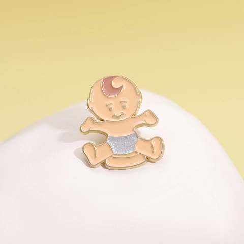 Cartoon Twin Babies Enamel Pin Brooch Cute Glitter Diaper Alloy Badge For Clothes Backpack Accessories Gift For Women Men
