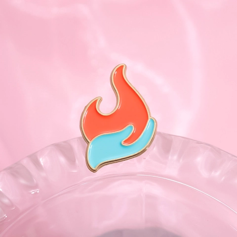 Kreative Hand Hält Flamme Emaille Brosche Pin Legierung Lack Kontrastfarbe Kleidung Rucksack Zubehör Für Damen Herren