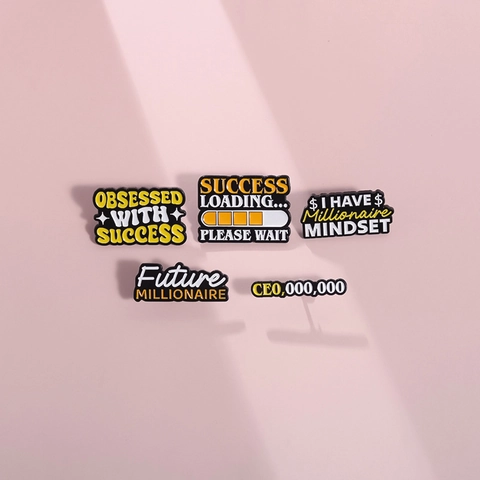 Motivierende Zitat Emaille Pins Legierung Success Loading Future Millionaire Brosche Abzeichen Für Rucksack Kleidung