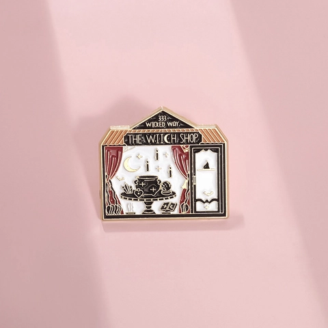 Witch Shop Magic Enamel Pin Alloy Brooch Badge With Moon Cauldron Crystal Ball Halloween Jewelry For Clothing Bag Decoration Gift