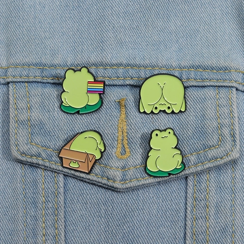 Set di Spille in Smalto a Forma di Rana Cartone Animato Spilla in Lega di Zinco per Zaino Giacca Denim Badge LGBTQ Pride Gioielli