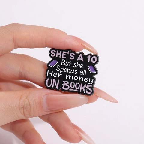 Divertido Broche de Esmalte con Cita Social Insignia de Aleación Broche Creativo con Letras para Estudiantes Amantes de Libros