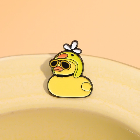 Cute Cartoon Yellow Duck Enamel Brooch Pins Cowboy Hat Propeller Helmet Hip Hop Duck Badge For Backpack Clothes Accessories Jewelry Gift