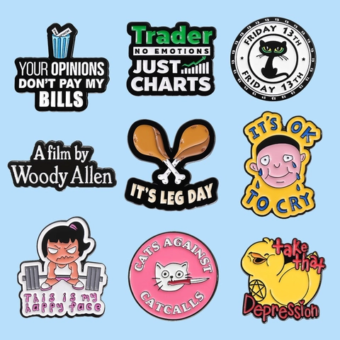 Funny Enamel Pin Set Alloy Cartoon Animals Quotes Badge Alloy Brooch For Backpack Clothes Decoration Unisex Accessory Gift