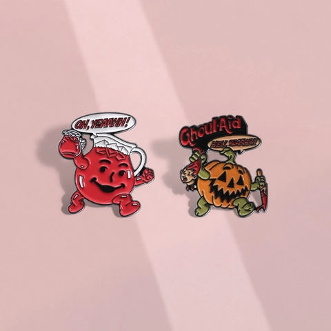 Creative Halloween Enamel Pin Brooch Funny Pumpkin Killer And Cartoon Character Parody Badge For Clothing Backpack Accessories