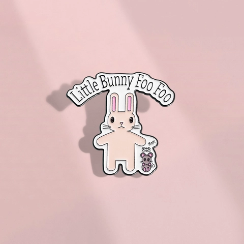 Χαριτωμένη Καρφίτσα Σμάλτου Little Bunny Foo Foo Κράμα Κινουμένων Σχεδίων Ροζ Κουνέλι Ποντίκι Μεταλλικό Σήμα Για Τσάντες Ρούχα Κοσμήματα