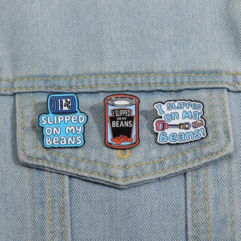 Divertido Pin de Esmalte Con Diseño de Lata Azul Dibujos Animados Meme Broche de Aleación de Zinc para Ropa Bolso Accesorios