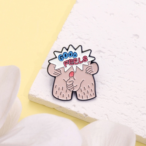 Pin's en Émail Amusant Good Feels Personnage Jambes Poilues Corps Masculin Broche en Alliage de Zinc Badge Créatif Accessoire de Vêtement