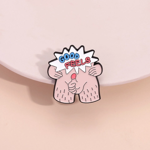 Pin's en Émail Amusant Good Feels Personnage Jambes Poilues Corps Masculin Broche en Alliage de Zinc Badge Créatif Accessoire de Vêtement