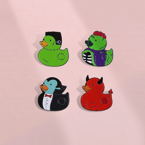 Divertido Halloween Pato Esmalte Pin Frankenstein Zombie Vampiro Diablo Aleación Broche Para Mochila Ropa Accesorios Regalo