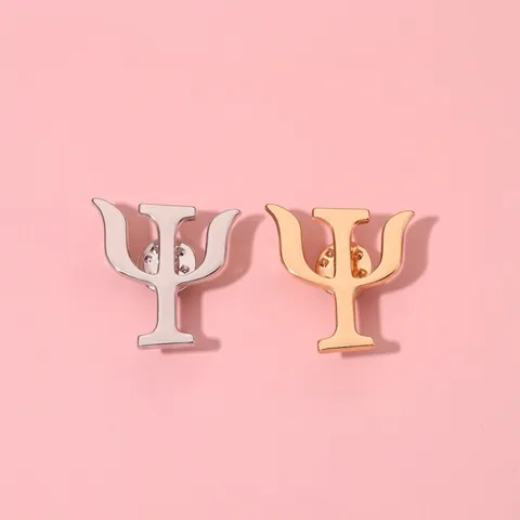 Broche de Aleación con Símbolo de Psicología Letra Griega Psi Alfiler de Solapa Chapado en Oro Plata Insignia Académica Regalo Joyería