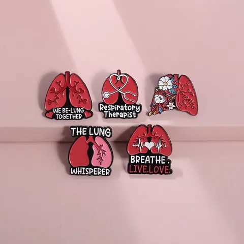 Kreative Lungenanatomie Emaille Brosche Medizinisch Blumen Herz Atemtherapeut Geschenk Metall Abzeichen Für Ärzte Krankenschwestern