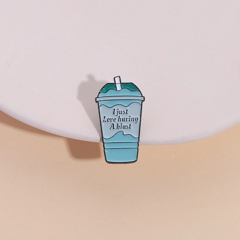 Creative Beverage Drink Cup Enamel Brooch Zinc Alloy Badge Cartoon Lettering Pin Fashion Clothes Bag Accessories Jewelry Gift