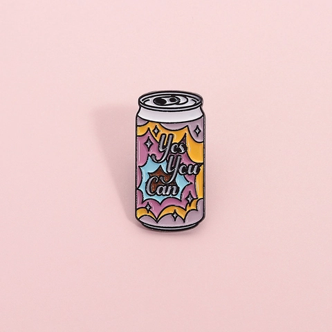 Inspirational Yes You Can Soda Can Enamel Pin Fun Beverage Can Shape Alloy Brooch Badge For Clothing Backpack Accessories