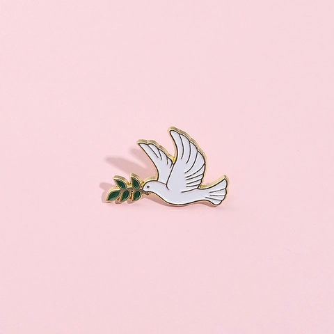 Broche de Paloma de la Paz Creativo de Dibujos Animados Con Rama de Olivo Esmalte Aleación Pin para Ropa Unisex Bolso Accesorios