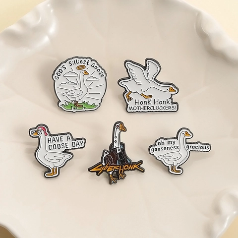 Funny Silly Goose Alloy Enamel Pin Set Cartoon Animal Badge Brooch For Clothing Backpack Decoration Unisex Quirky Goose Jewelry Gift