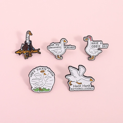 Funny Silly Goose Alloy Enamel Pin Set Cartoon Animal Badge Brooch For Clothing Backpack Decoration Unisex Quirky Goose Jewelry Gift