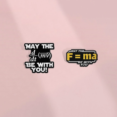 Pin de Esmalte de Fórmula Física Divertido Broche de Solapa Científico Ley de Newton F=ma Insignia de Aleación Geek