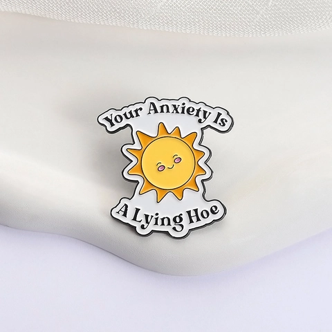 Pin de Esmalte de Sol de Dibujos Animados Motivacional Lindo Broche de Aleación de Zinc Cita Lying Hoe Joyería