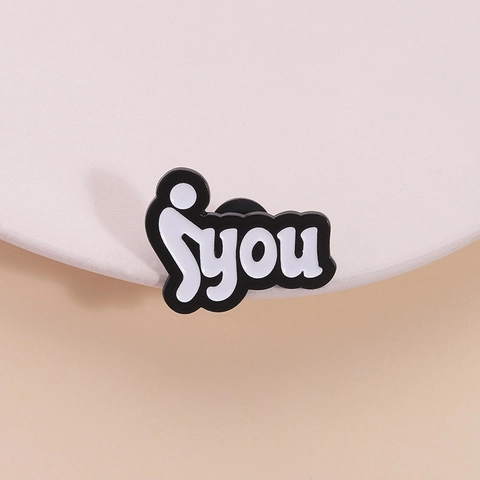 Funny Stick Figure YOU Enamel Brooch Personalized Zinc Alloy Cartoon Badge Creative Black White Unisex Fashion Jewelry Pin
