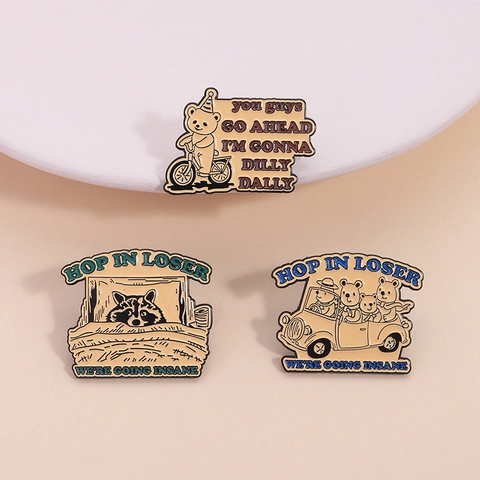 Lustiges Cartoon Tier Emaille Pin Set Zinklegierung Bär Waschbär Brosche Metall Abzeichen Für Kleidung Rucksack Hut Unisex Geschenk
