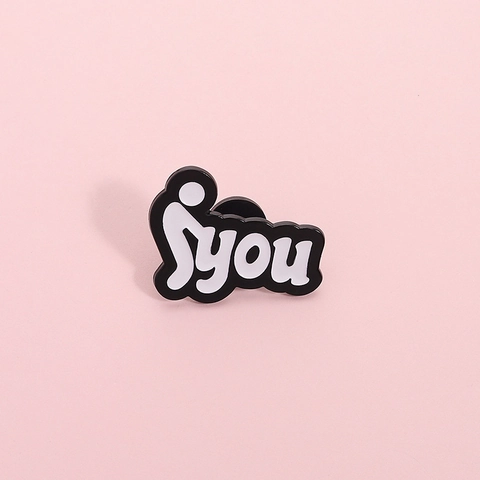Creative Black And White Stickman Enamel Brooch Personalized Letter You Alloy Pin For Clothes Bag Decoration Unisex Jewelry Gift