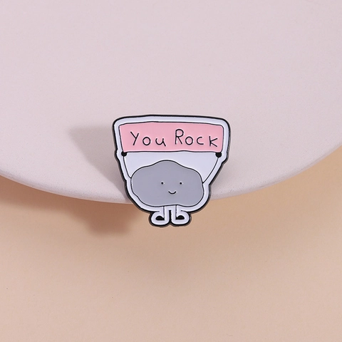 Καρφίτσα You Rock Cartoon Stone Enamel Pin Χαριτωμένη Παρακινητική Καρφίτσα από Κράμα Ψευδαργύρου για Σακίδιο Ρούχα