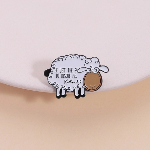 Cartoon Sheep Enamel Brooch Zinc Alloy Religious Quote Badge Clothing Backpack Accessory Gift Women Men Jewelry