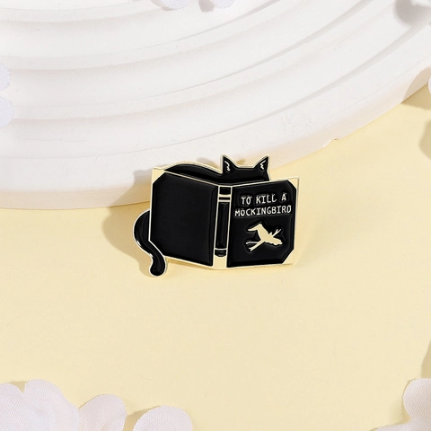 Kreative Schwarze Katze Liest Buch Emaille Pin Wer Die Nachtigall Stört Legierung Brosche Personalisierte Literarische Abzeichen