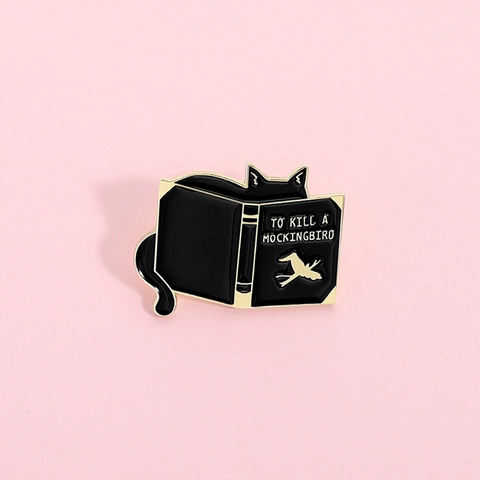 Kreative Schwarze Katze Liest Buch Emaille Pin Wer Die Nachtigall Stört Legierung Brosche Personalisierte Literarische Abzeichen
